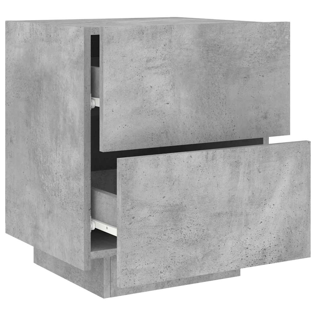 vidaXL Bedside Cabinets with LED Lights 2 pcs Concrete Grey