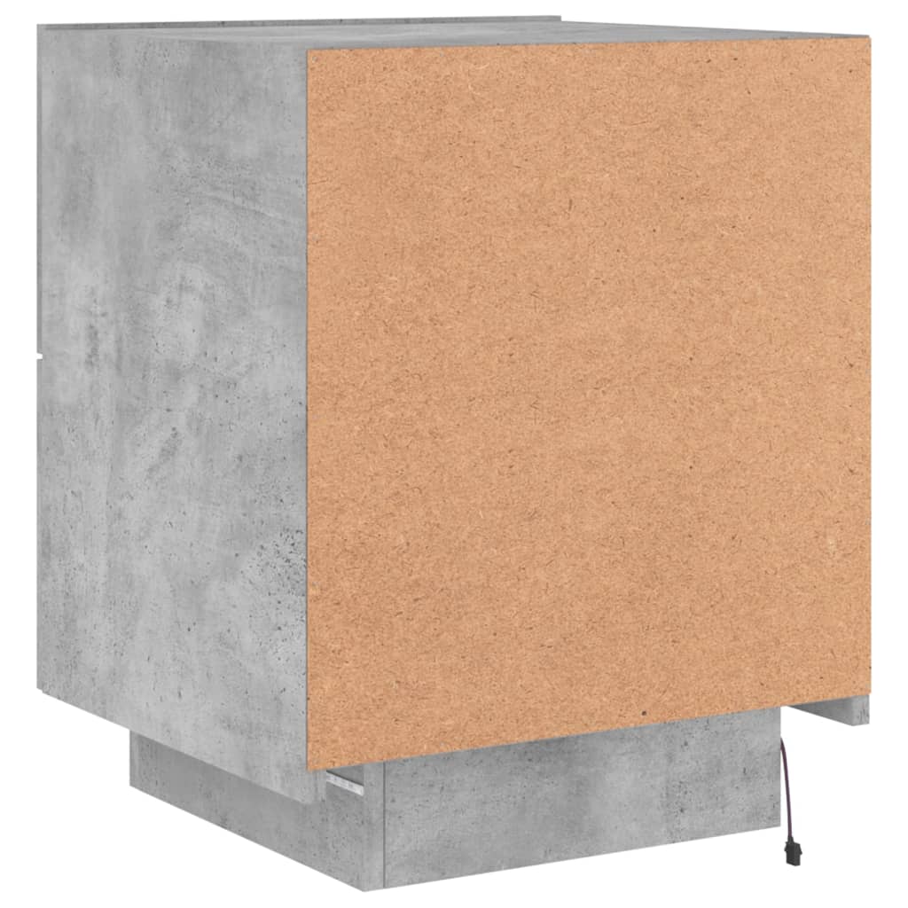 vidaXL Bedside Cabinets with LED Lights 2 pcs Concrete Grey Engineered Wood