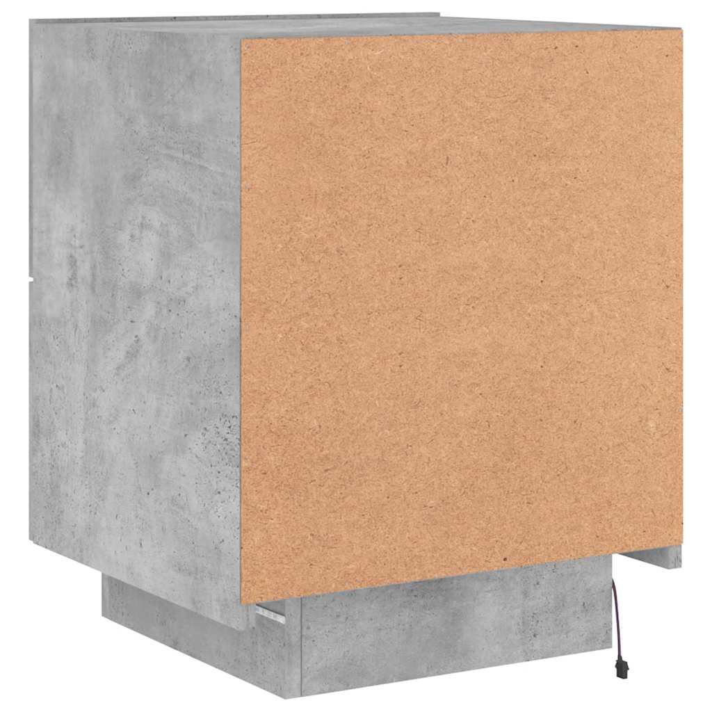 vidaXL Bedside Cabinets with LED Lights 2 pcs Concrete Grey Engineered Wood