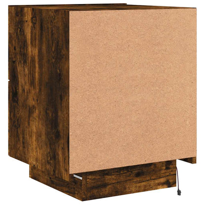 vidaXL Bedside Cabinet with LED Lights Smoked Oak Engineered Wood