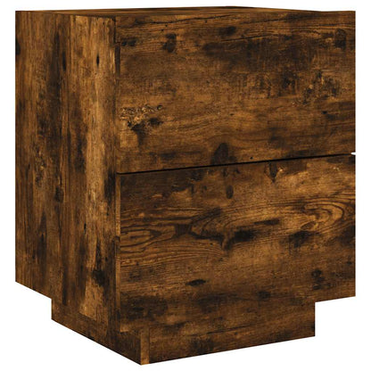 vidaXL Bedside Cabinets with LED Lights 2 pcs Smoked Oak
