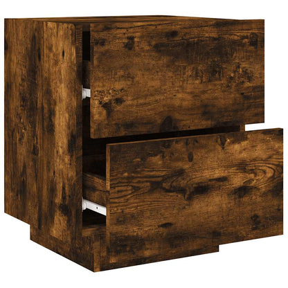 vidaXL Bedside Cabinets with LED Lights 2 pcs Smoked Oak