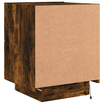 vidaXL Bedside Cabinets with LED Lights 2 pcs Smoked Oak