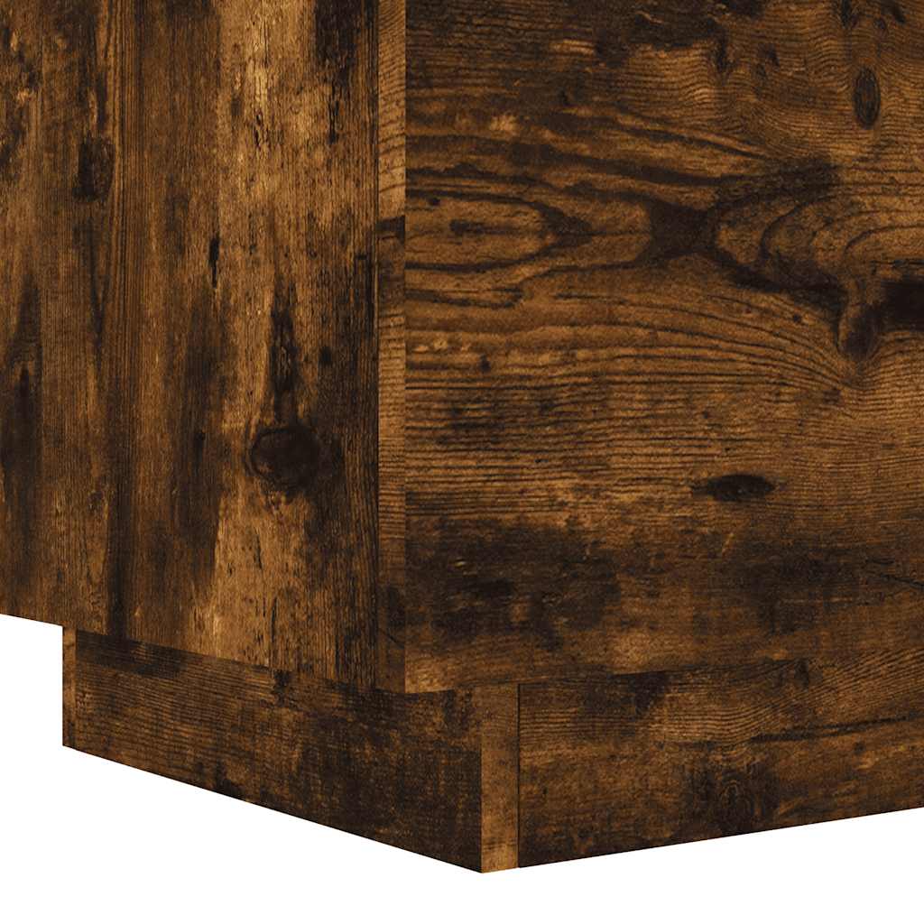 vidaXL Bedside Cabinets with LED Lights 2 pcs Smoked Oak
