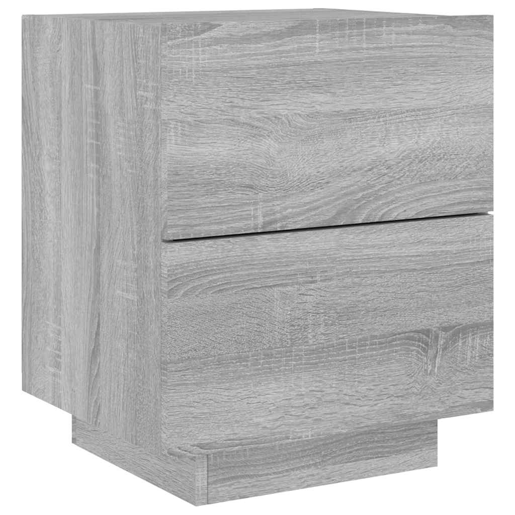 vidaXL Bedside Cabinet with LED Lights Grey Sonoma Engineered Wood