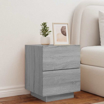 vidaXL Bedside Cabinet with LED Lights Grey Sonoma Engineered Wood