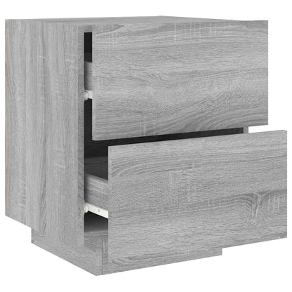 vidaXL Bedside Cabinet with LED Lights Grey Sonoma Engineered Wood