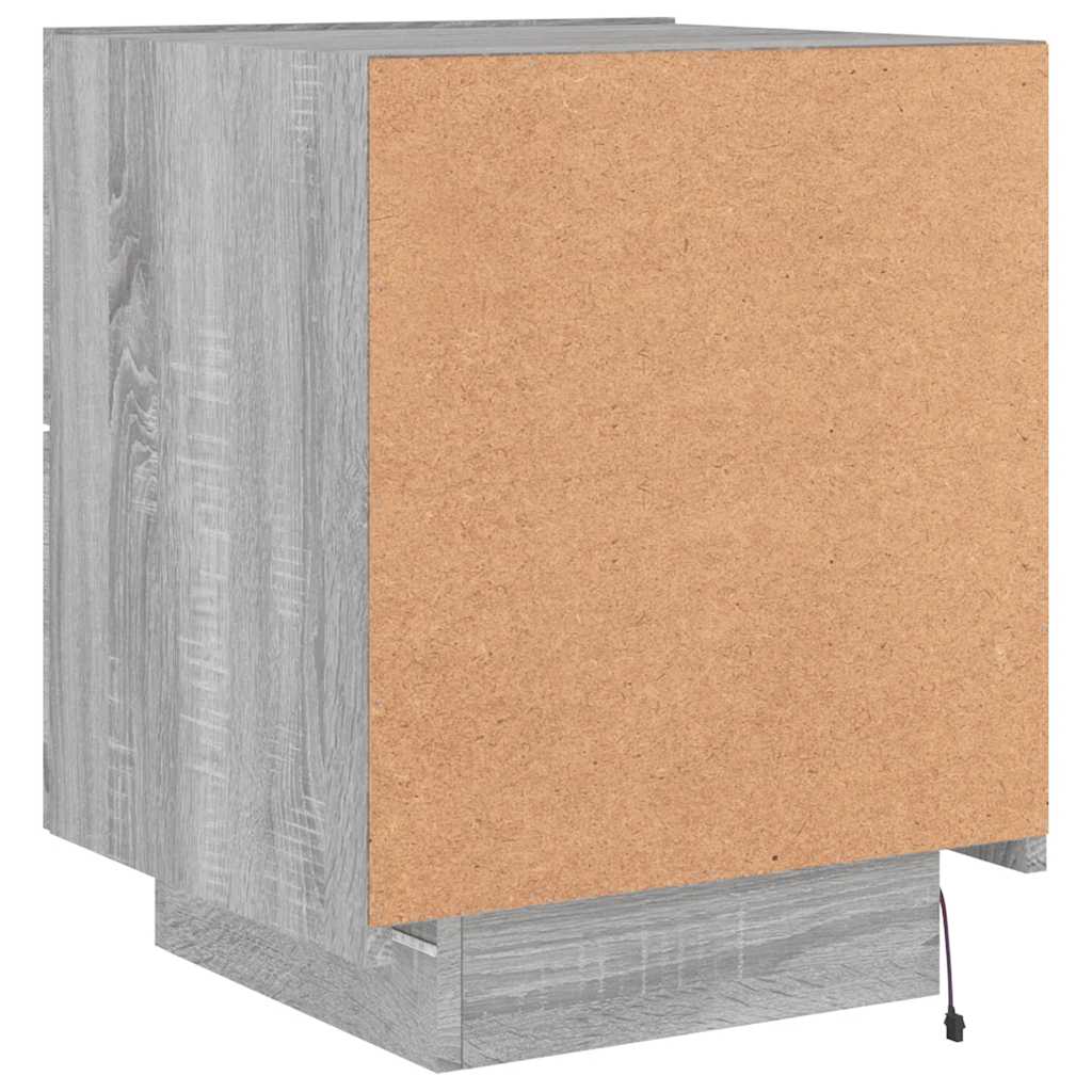 vidaXL Bedside Cabinet with LED Lights Grey Sonoma Engineered Wood