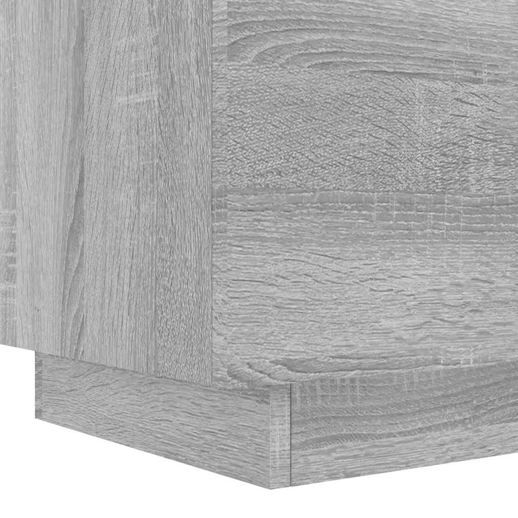 vidaXL Bedside Cabinet with LED Lights Grey Sonoma Engineered Wood