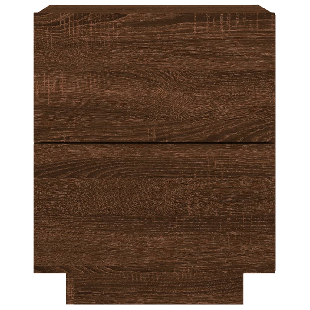vidaXL Bedside Cabinet with LED Lights Brown Oak Engineered Wood