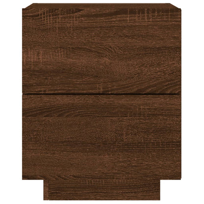 vidaXL Bedside Cabinet with LED Lights Brown Oak Engineered Wood