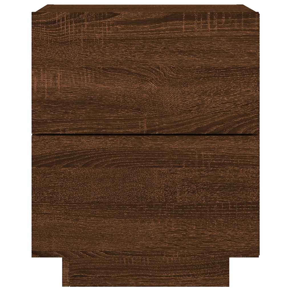 vidaXL Bedside Cabinet with LED Lights Brown Oak Engineered Wood