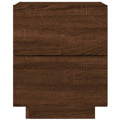 vidaXL Bedside Cabinet with LED Lights Brown Oak Engineered Wood