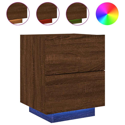 vidaXL Bedside Cabinets with LED Lights 2 pcs Brown Oak Engineered Wood