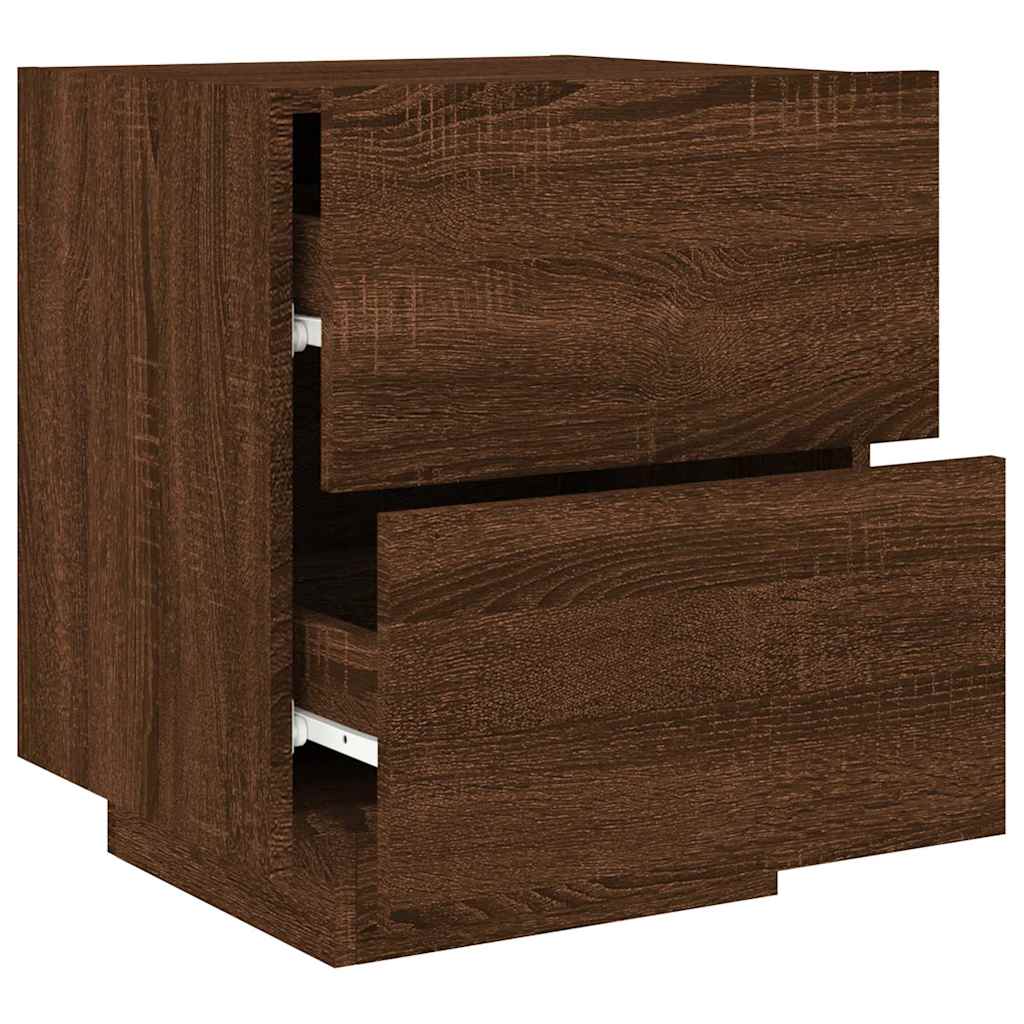 vidaXL Bedside Cabinets with LED Lights 2 pcs Brown Oak Engineered Wood