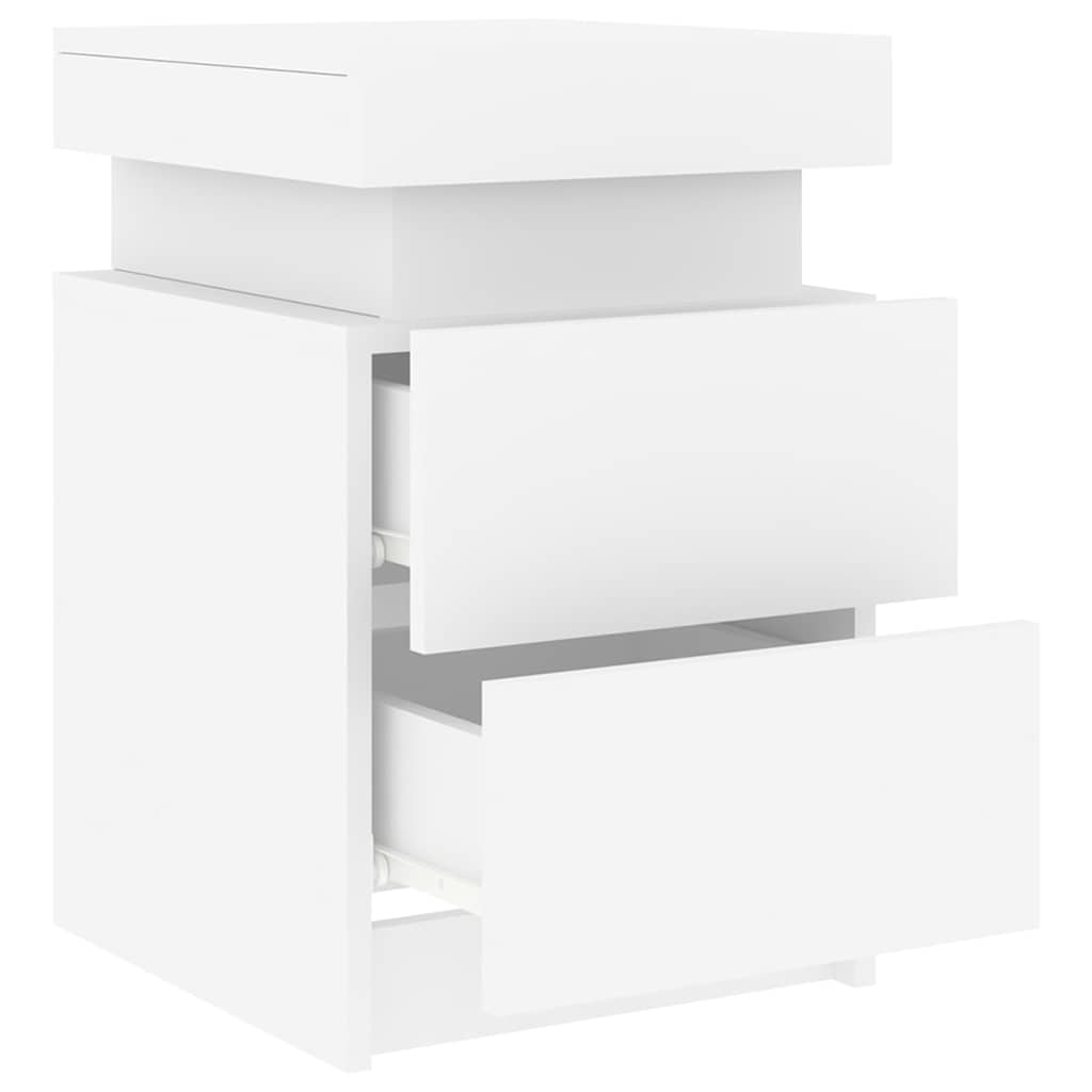 vidaXL Bedside Cabinet with LED Lights White 35x39x55 cm