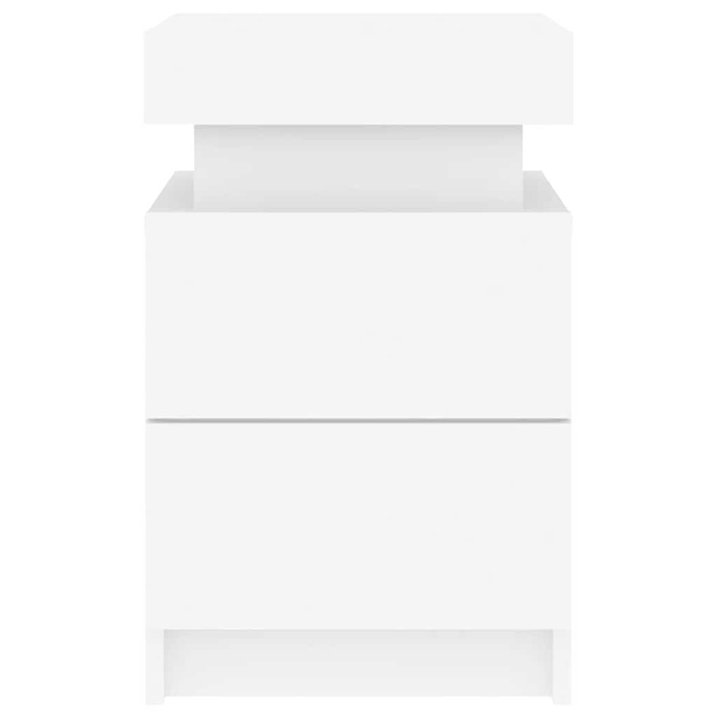 vidaXL Bedside Cabinet with LED Lights White 35x39x55 cm