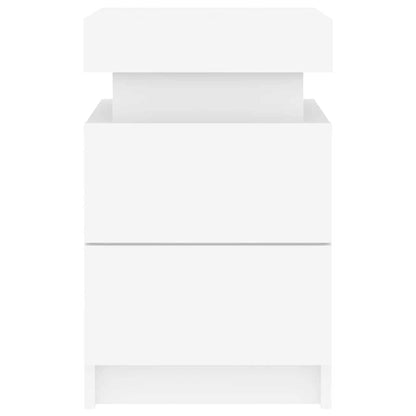vidaXL Bedside Cabinet with LED Lights White 35x39x55 cm