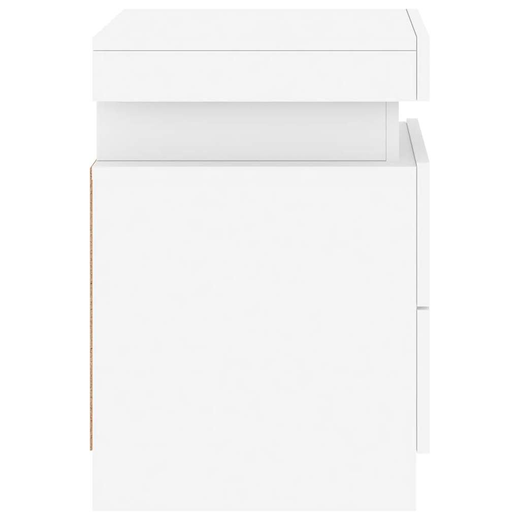 vidaXL Bedside Cabinet with LED Lights White 35x39x55 cm