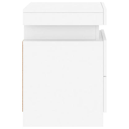 vidaXL Bedside Cabinet with LED Lights White 35x39x55 cm