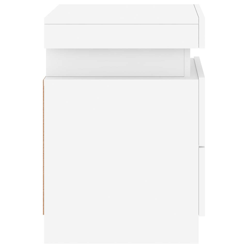vidaXL Bedside Cabinets with LED Lights 2 pcs White 35x39x55 cm