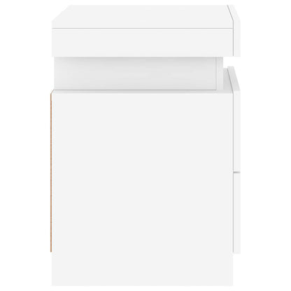 vidaXL Bedside Cabinets with LED Lights 2 pcs White 35x39x55 cm