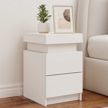 vidaXL Bedside Cabinets with LED Lights 2 pcs White 35x39x55 cm