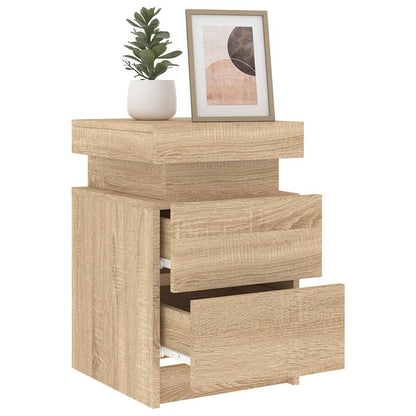 vidaXL Bedside Cabinets with LED Lights 2 pcs Sonoma Oak 35x39x55 cm