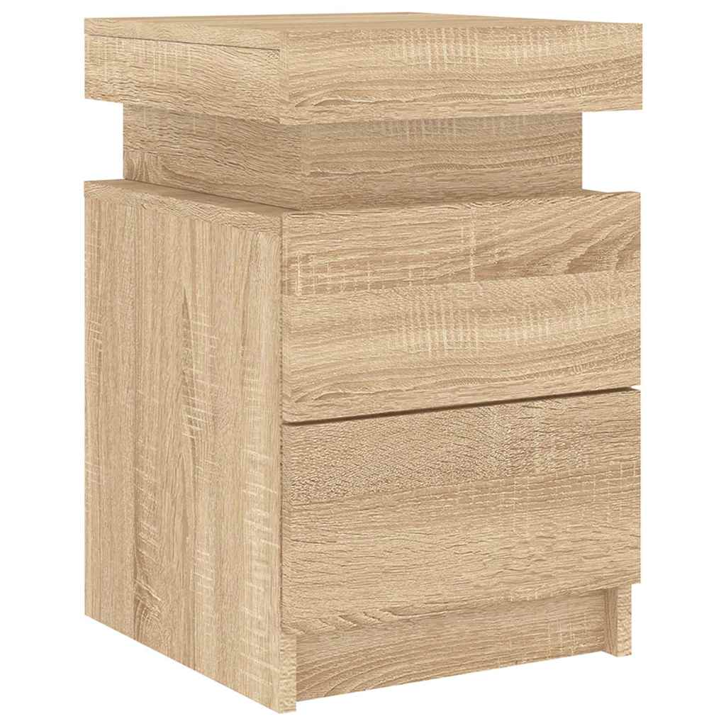 vidaXL Bedside Cabinets with LED Lights 2 pcs Sonoma Oak 35x39x55 cm
