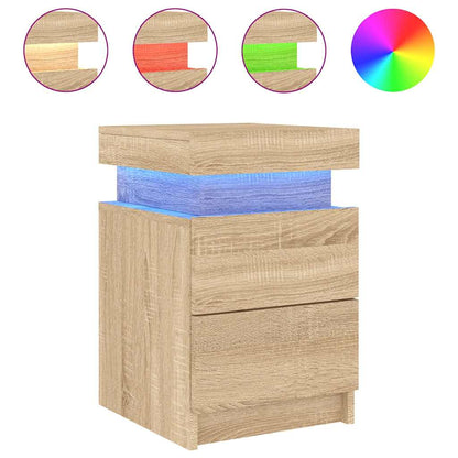 vidaXL Bedside Cabinets with LED Lights 2 pcs Sonoma Oak 35x39x55 cm
