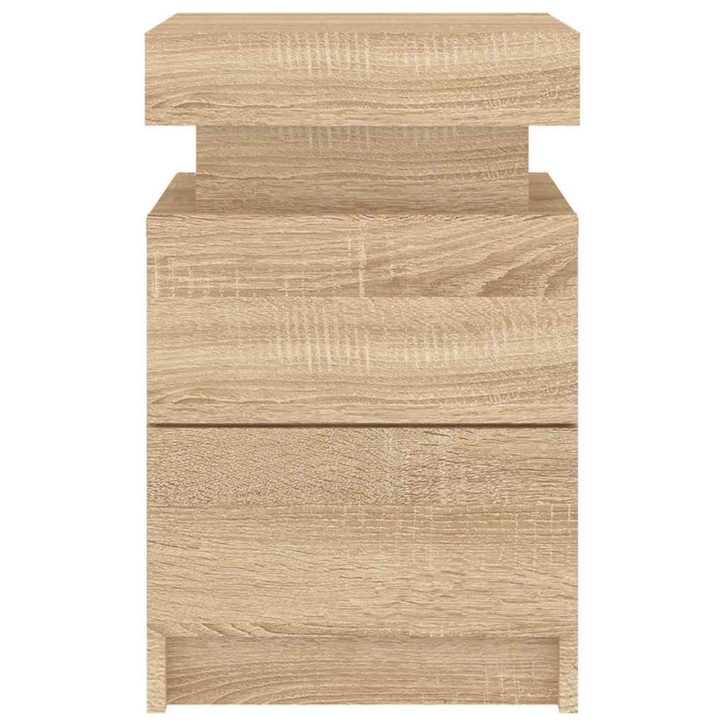 vidaXL Bedside Cabinets with LED Lights 2 pcs Sonoma Oak 35x39x55 cm
