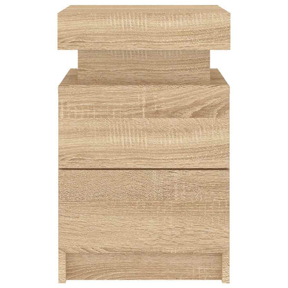 vidaXL Bedside Cabinets with LED Lights 2 pcs Sonoma Oak 35x39x55 cm