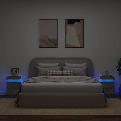 vidaXL Bedside Cabinets with LED Lights 2 pcs Concrete Grey 35x39x55cm