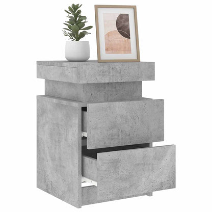 vidaXL Bedside Cabinets with LED Lights 2 pcs Concrete Grey 35x39x55cm
