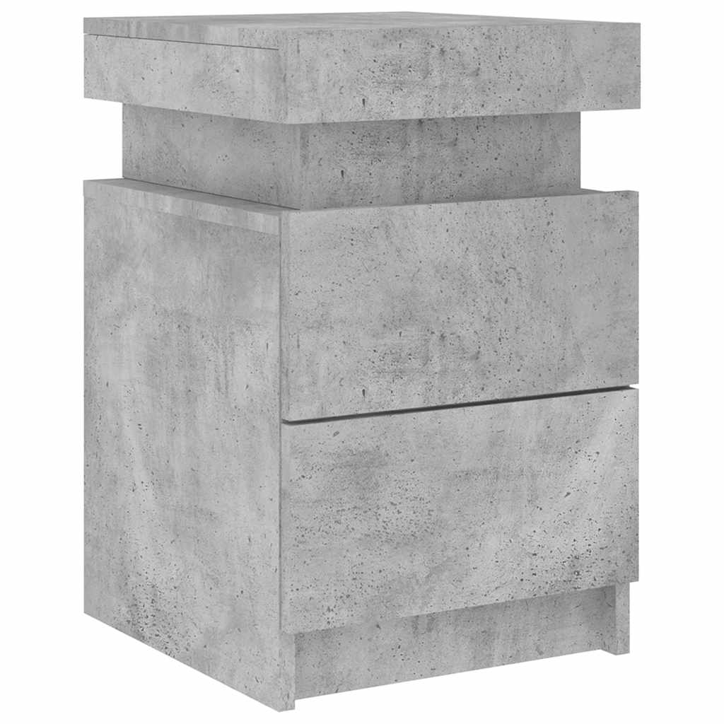 vidaXL Bedside Cabinets with LED Lights 2 pcs Concrete Grey 35x39x55cm
