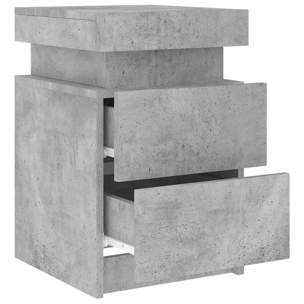 vidaXL Bedside Cabinets with LED Lights 2 pcs Concrete Grey 35x39x55cm