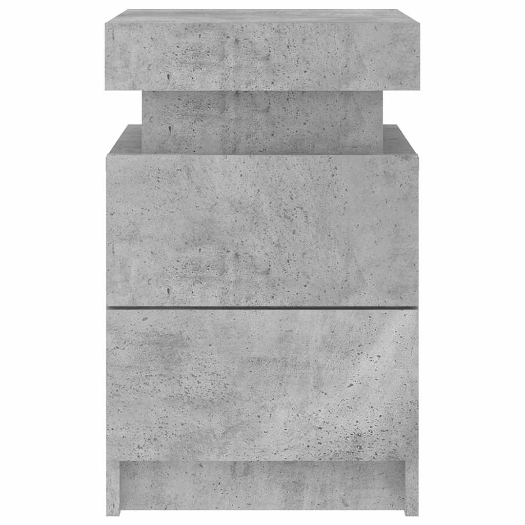 vidaXL Bedside Cabinets with LED Lights 2 pcs Concrete Grey 35x39x55cm