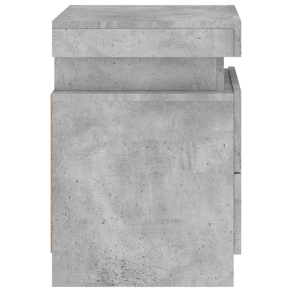 vidaXL Bedside Cabinets with LED Lights 2 pcs Concrete Grey 35x39x55cm
