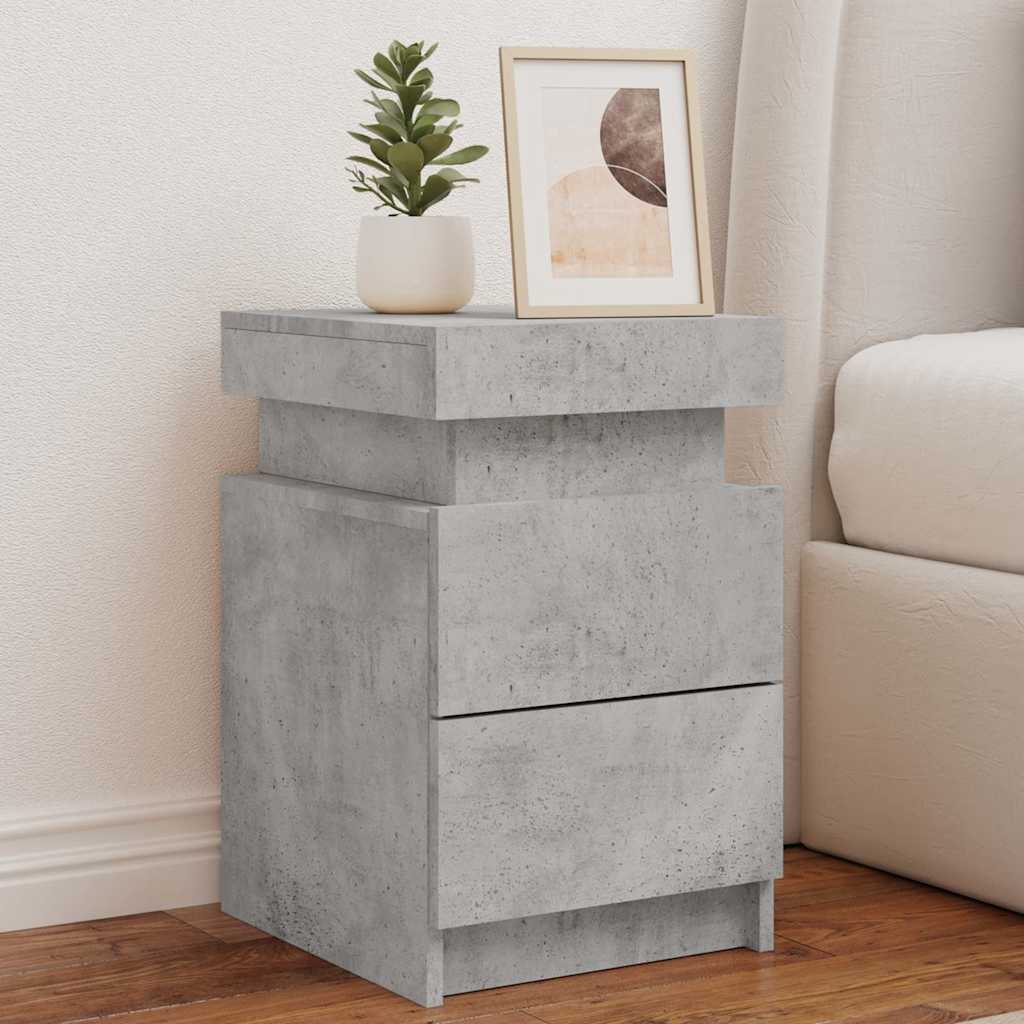 vidaXL Bedside Cabinets with LED Lights 2 pcs Concrete Grey 35x39x55cm