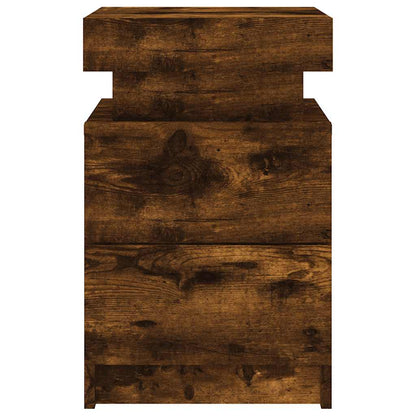 vidaXL Bedside Cabinet with LED Lights Smoked Oak 35x39x55 cm