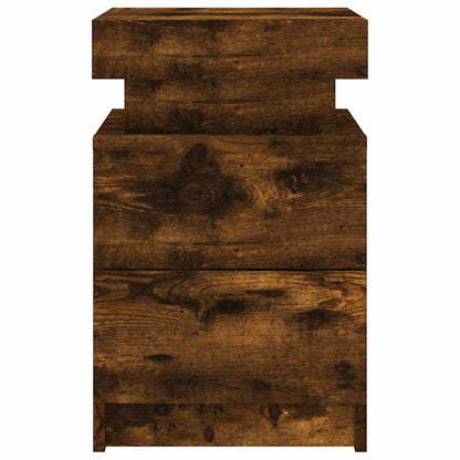 vidaXL Bedside Cabinets with LED Lights 2 pcs Smoked Oak 35x39x55 cm