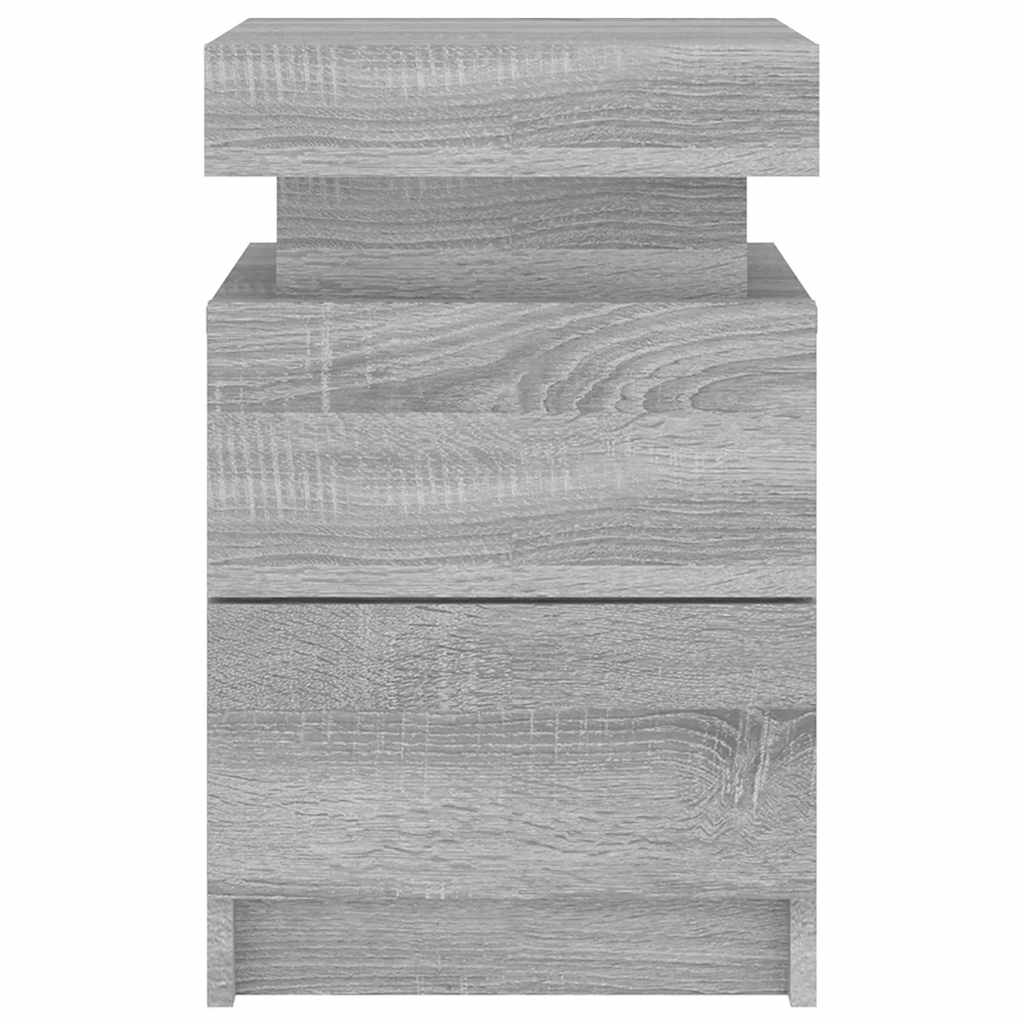 vidaXL Bedside Cabinet with LED Lights Grey Sonoma 35x39x55 cm