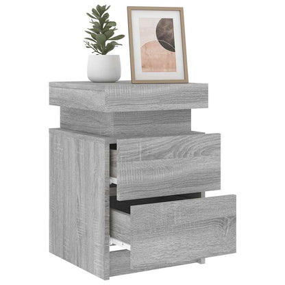 vidaXL Bedside Cabinets with LED Lights 2 pcs Grey Sonoma 35x39x55 cm