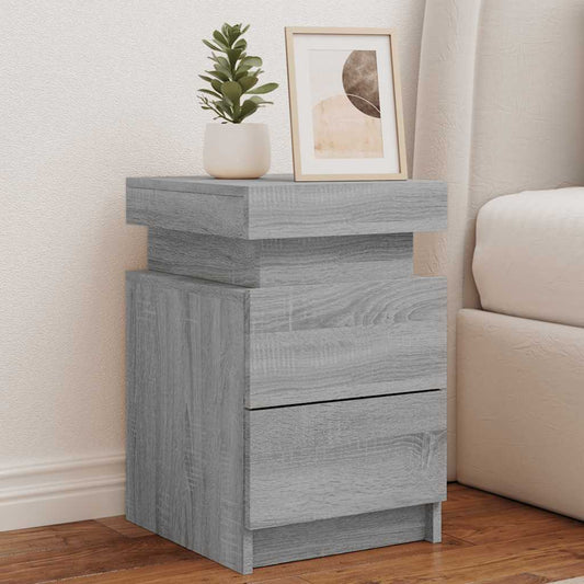 vidaXL Bedside Cabinets with LED Lights 2 pcs Grey Sonoma 35x39x55 cm