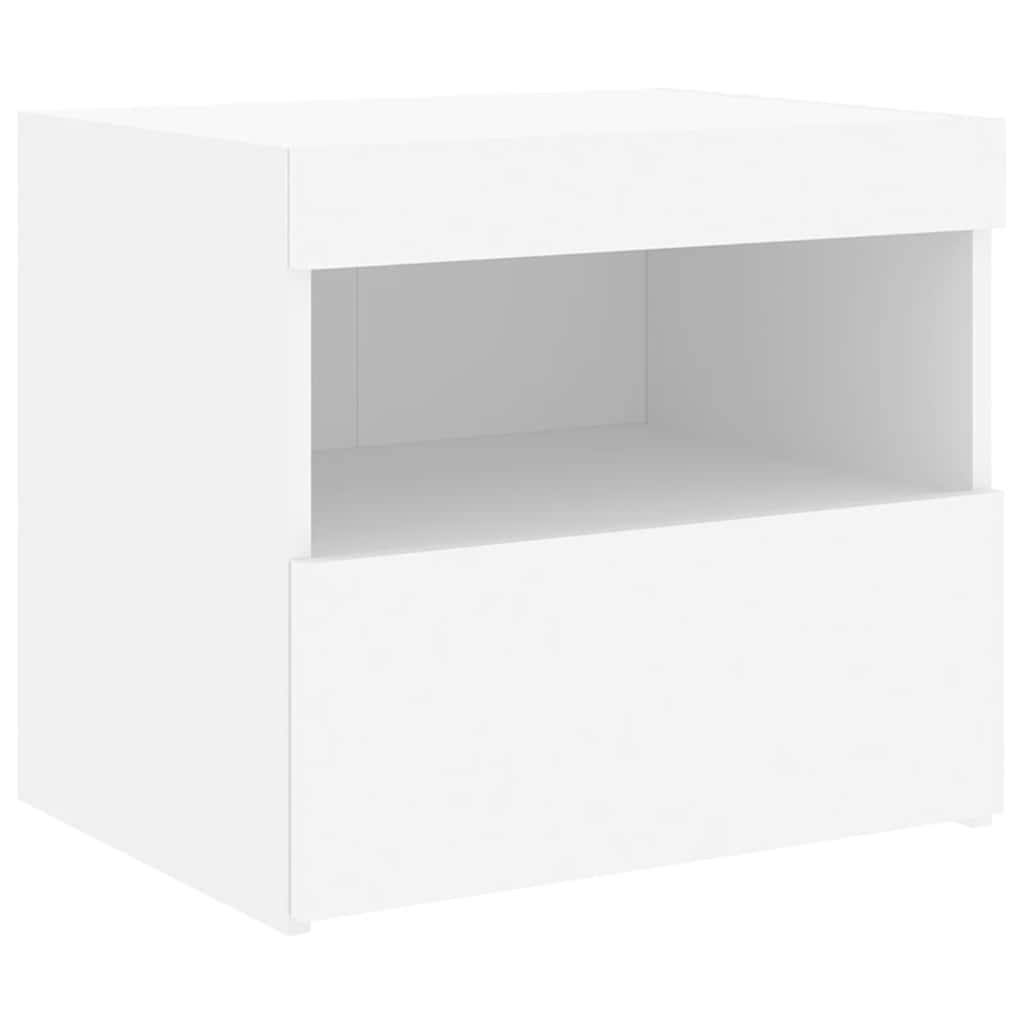 vidaXL Bedside Cabinet with LED Lights White 50x40x45 cm
