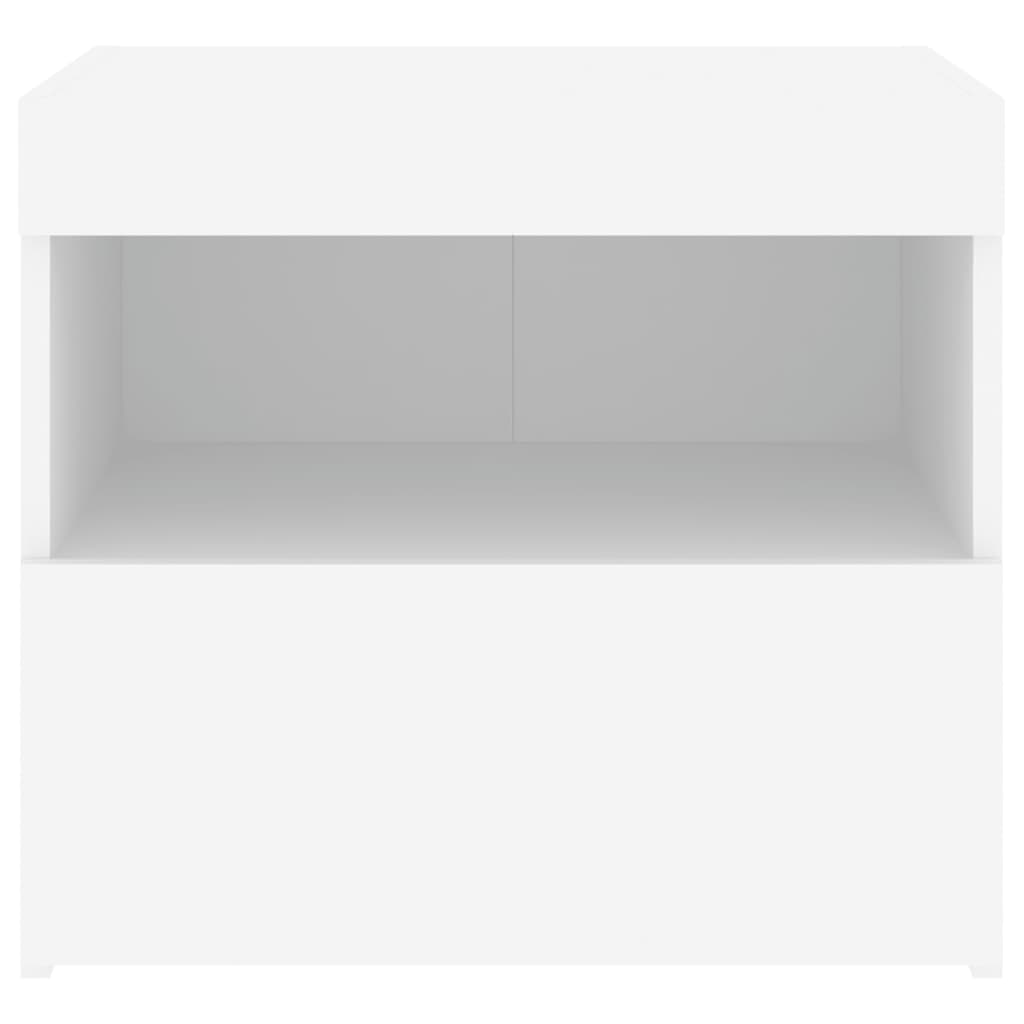 vidaXL Bedside Cabinet with LED Lights White 50x40x45 cm
