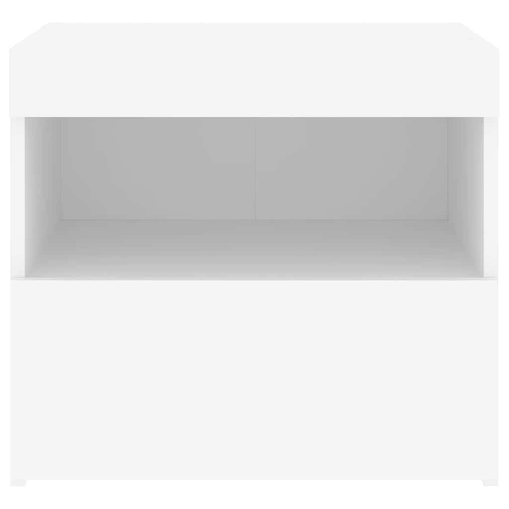 vidaXL Bedside Cabinet with LED Lights White 50x40x45 cm