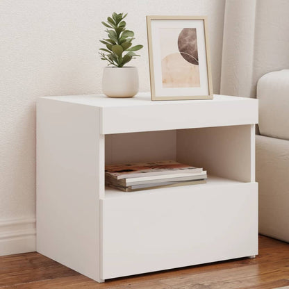vidaXL Bedside Cabinets with LED Lights 2 pcs White 50x40x45 cm
