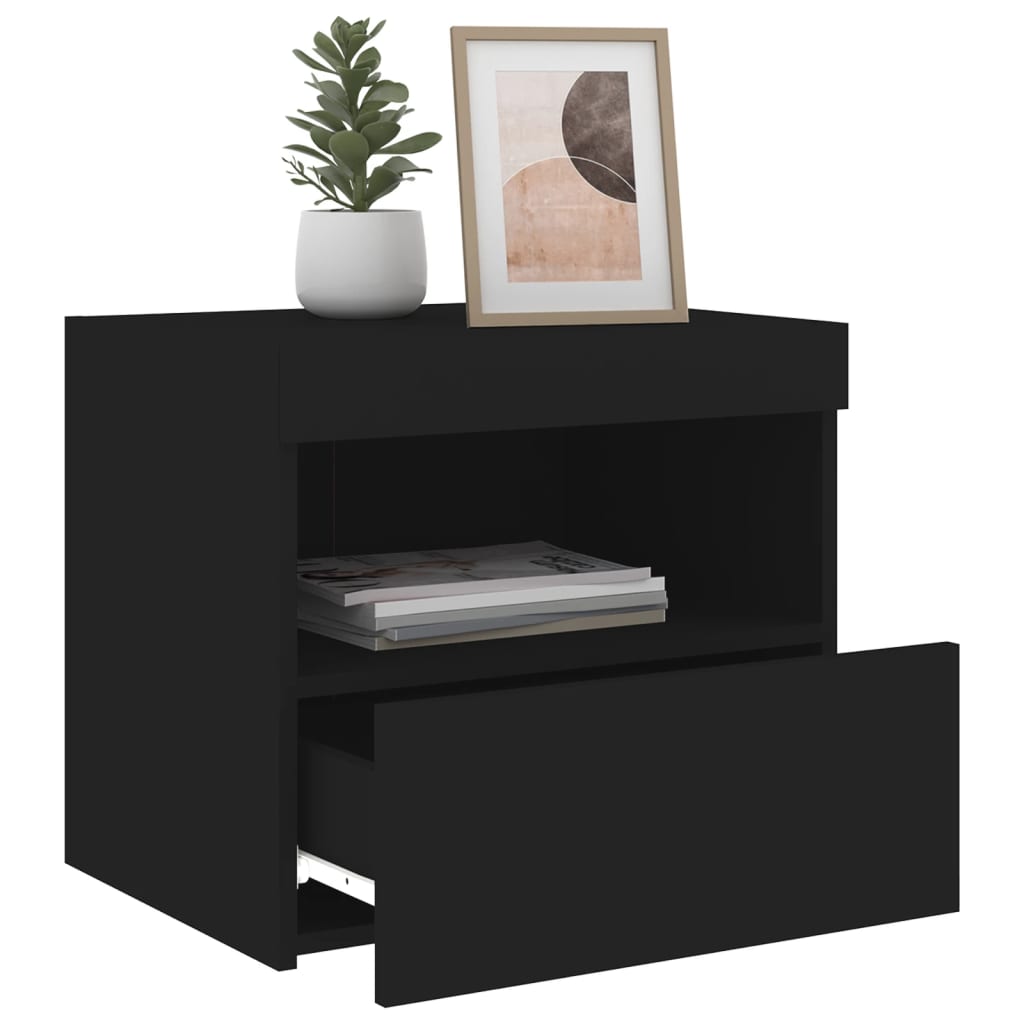 vidaXL Bedside Cabinet | Black | Engineered wood | 50x40x45 cm | Bedside Cabinet