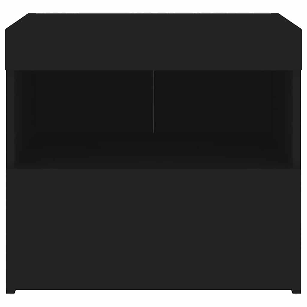 vidaXL Bedside Cabinet with LED Lights Black 50x40x45 cm